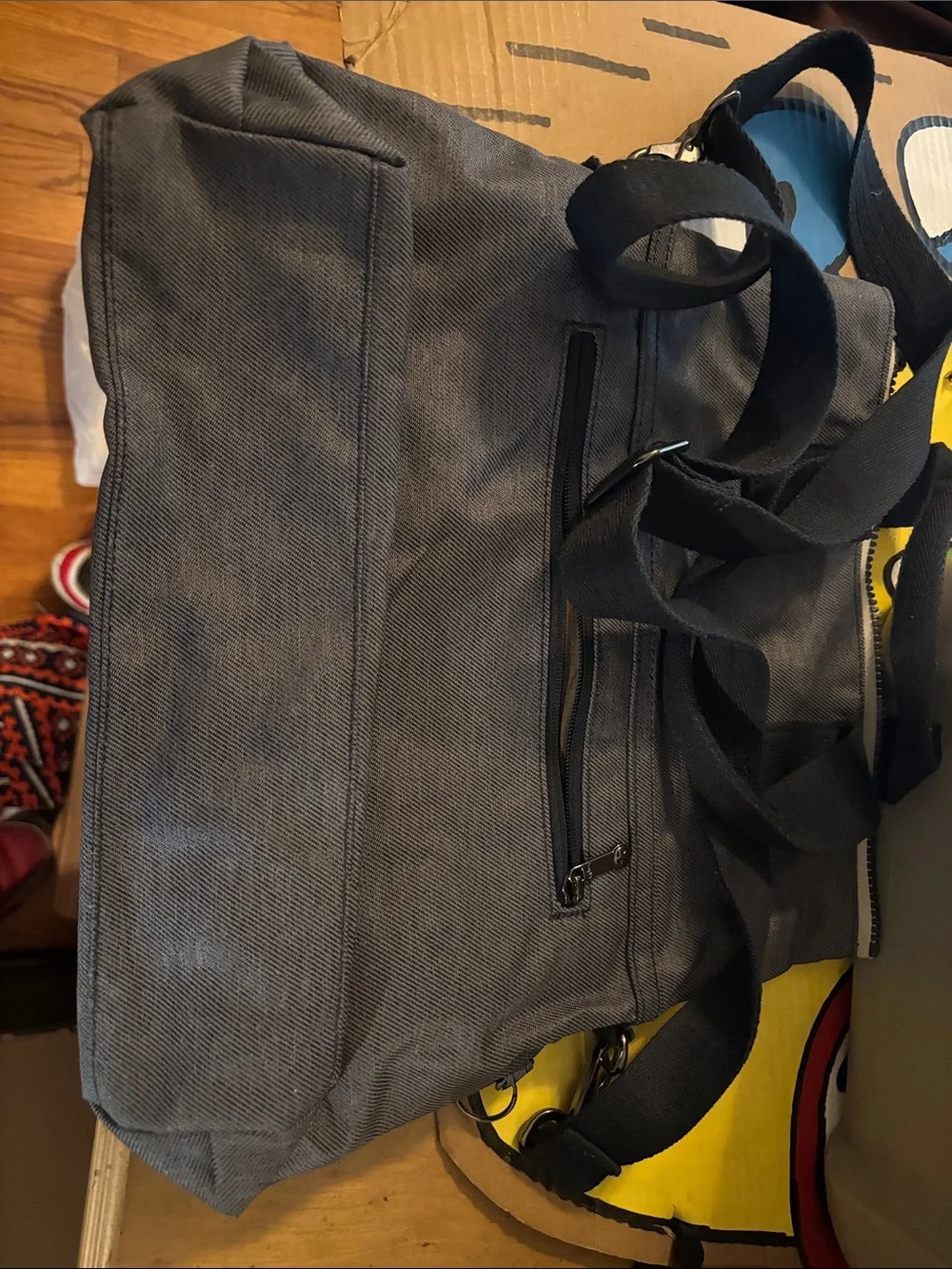 Kipling Charcoal Gray Canvas Backpack with Front Zip Pocket